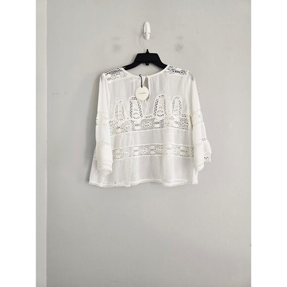 Tularosa White Button Front Crochet Top XS NWT - Picture 4 of 5